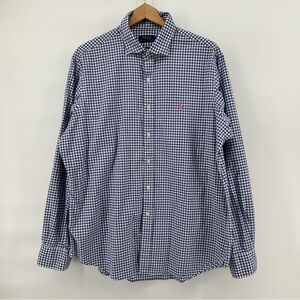 Polo Ralph Lauren Shirt Mens XL Blue Gingham Check Pink Pony Classic Ivy L/S